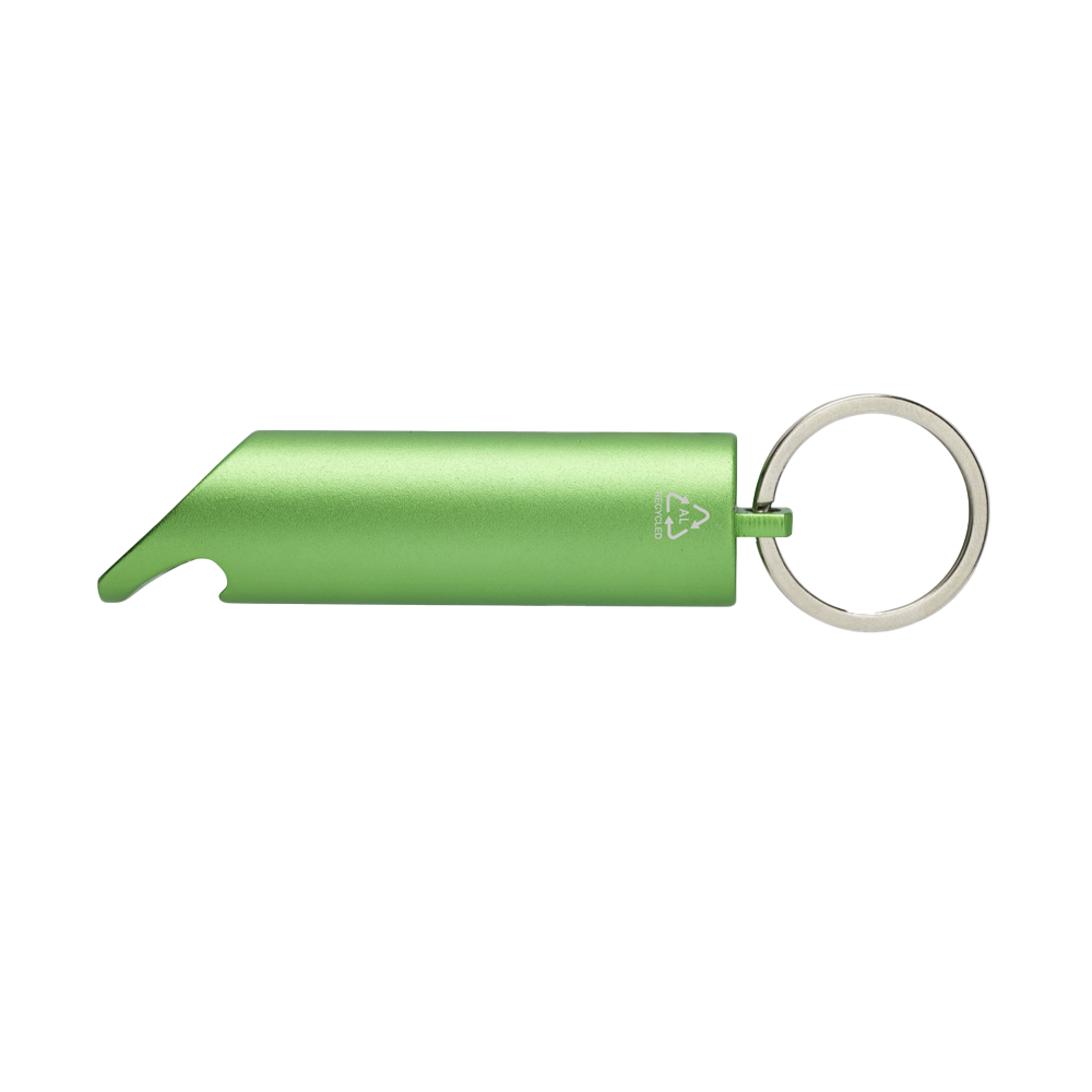 7. Flare RCS recycled aluminium IPX LED light and bottle opener with keychain Green